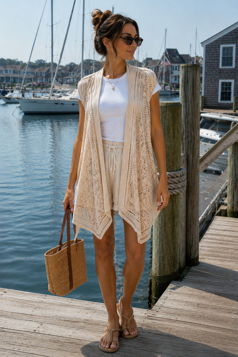 Travelers by Chico's Tops - Chico Travelers collection sleeveless kimono Size 1 (Med) Beige Vacay ready